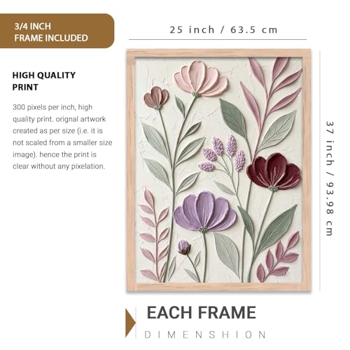 Image of kotart Floral Laef Wall Art Home Decoration | Aesthetic Paintings With Frame For Living Room Bed Room Hotel Wall Decor Digital Reprint (25x37 inch)