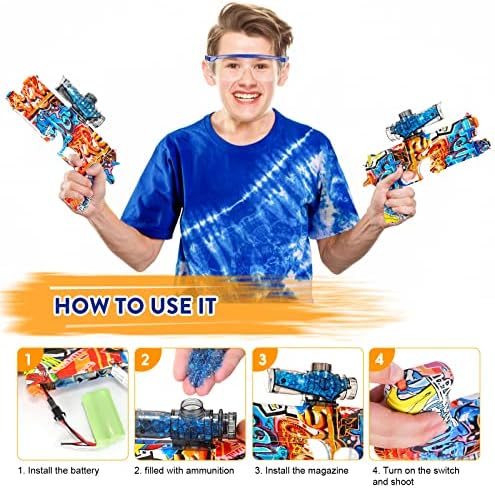 Innedu Gel Blaster, Automatic Gel Blaster Gun with 30000 Rounds of Ammo and Goggles, Rechargeable Desert Eagle Toy Gun Outdoor Activities Shooting Team Game for 12+ teenager adults