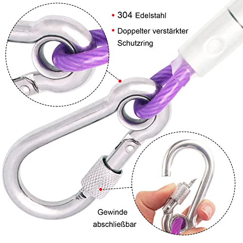 Tie-Out Leinen für Hunde,3/6/9/15m Hundeleine für den Hof,Hofleine Leinen für Hunde(Lila,9M