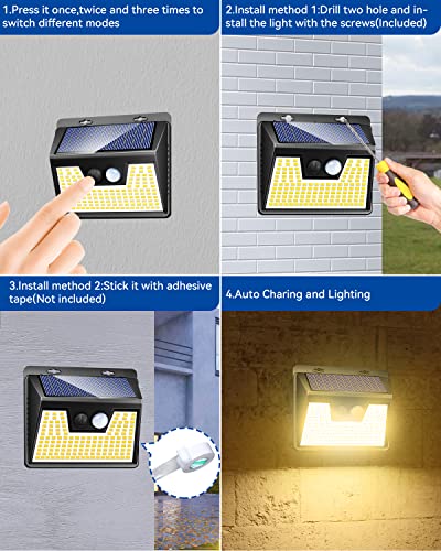 image for Peasur Solar Lights Outdoor Waterproof [8 Pack/140LED], Warm White Mot