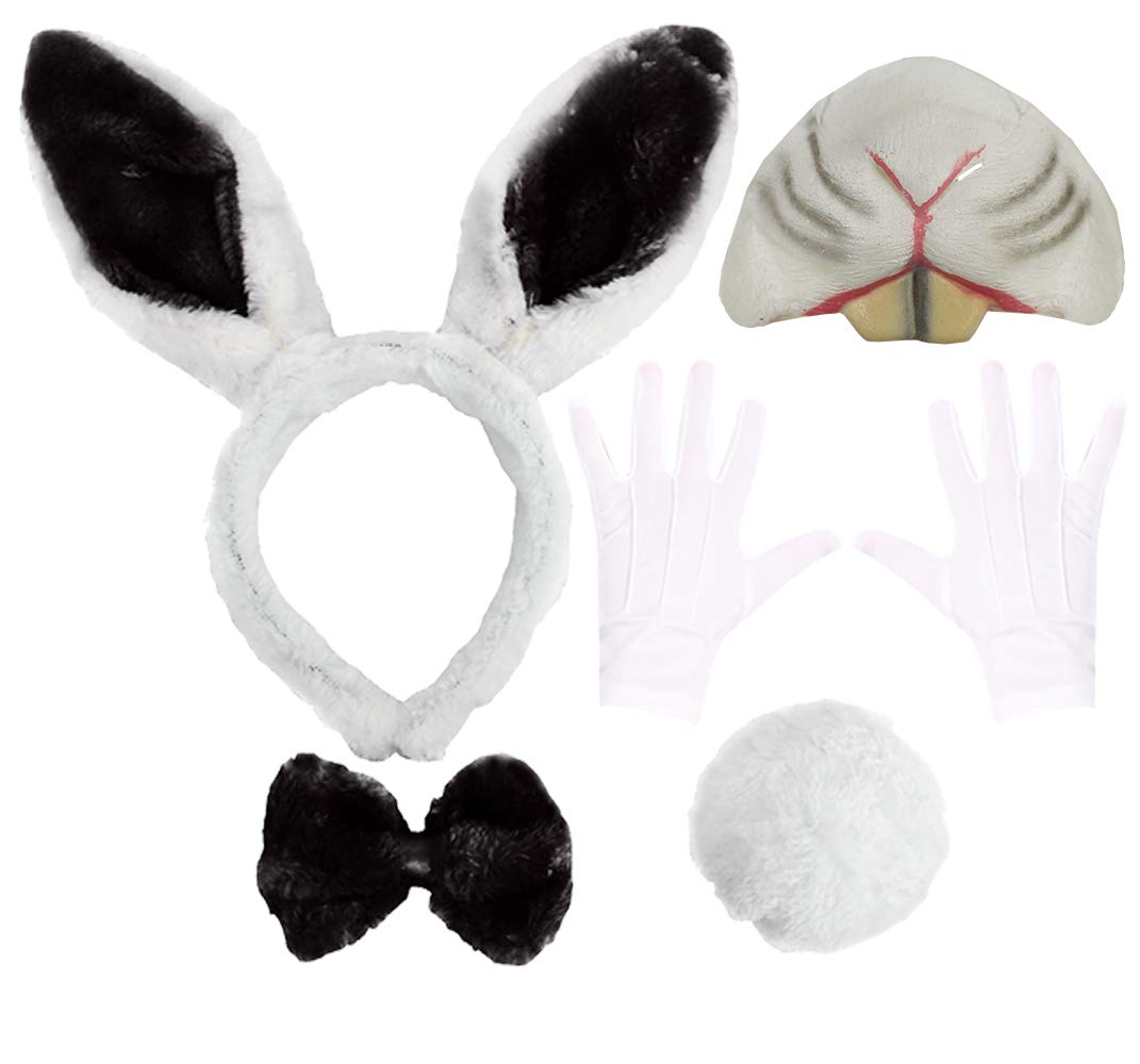UNISEX BLACK BUNNY COSTUME - ONE SIZE FITS MOST - SIMPLE HALLOWEEN COSTUME FANCY DRESS ACCESSORY KIT