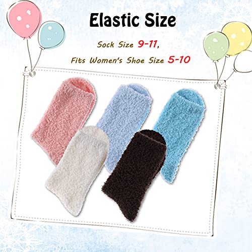 Image of LANLEO 5 /6 Pairs Womens Super Soft Fuzzy Plush Warm Winter Home Sleeping Slipper Socks