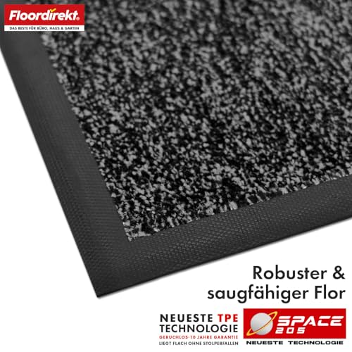 Floordirekt Schmutzfangmatte Space 205 – Rutschfeste Fußmatte mit innovativer TPE-Technologie in Rand und Rückseite – Ideal für Eingänge, Flur und Haustür – Anthrazit – 90x120 cm
