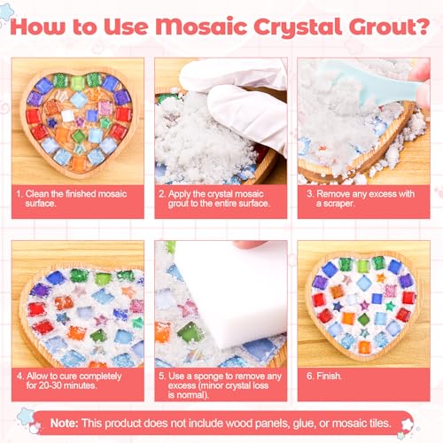 Mosaic Crystal Grout – Translucent Mosaic Grout Filler for Tiles Crafts, No Need to add Water, Essential for Handmade Art Glass Decor, & DIY Craft Projects (7.05oz) - Image 6