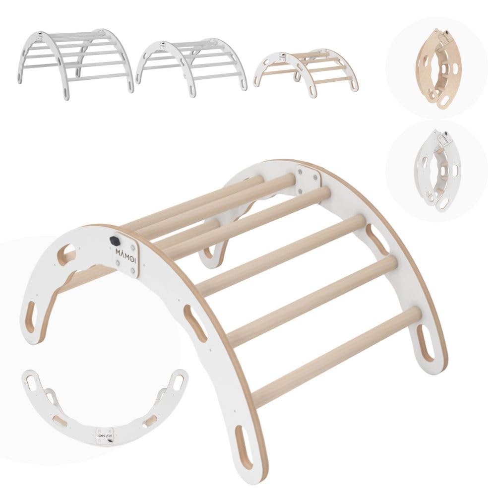MAMOI® Triangle Interieur, Mur Escalade pour Enfant, Aire de Jeux pour Bebe, Espalier en Bois, Rocker Arche à partir de 1/2/3 an, Bascule Montessori