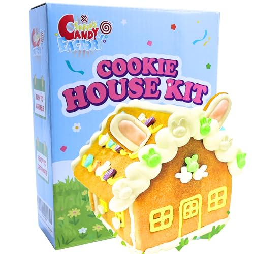 Spring Cookie Decorating Bunny House Kit with Icing & Candies, Spring DIY Activity for Family & Friends – Pre-Baked Panels, Assembly Required
