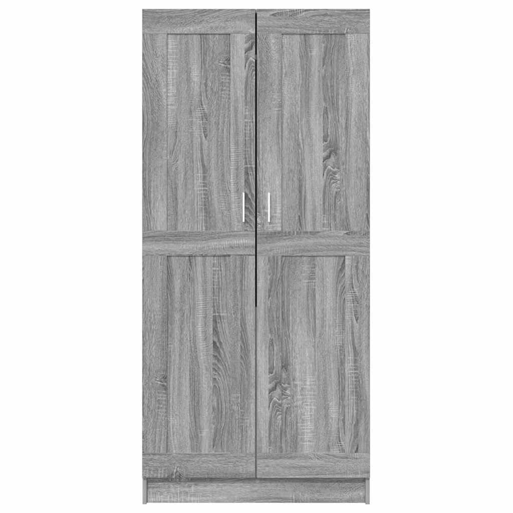 Kleiderschrank Grau Sonoma 82,5x51,5x180 cm Holzwerkstoff mit Schiebetüren und großem Stauraum für Schlafzimmer, Flur, Kinderzimmer, platzsparender Organizer, stabile Schubladen und Spiegel