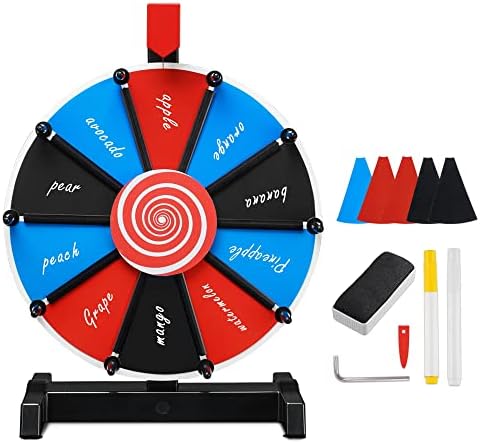 WinSpin 12 Inch Prize Wheel DIY Insertable Tabletop Spinning Wheel, 10 Slots Fortune Design Carnival Spin Game, DIY Series