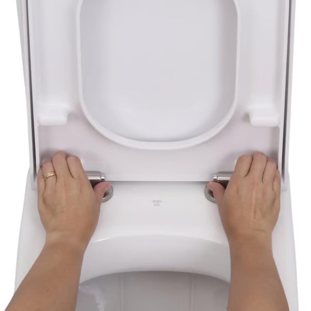 Roca The GAP Square STD A801472004 - Tapa y asiento para inodoro con caída amortiguada, blanco, 453,5 x 350 mm