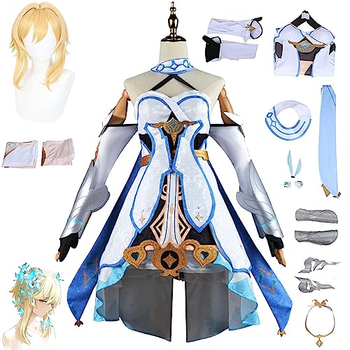 Mr.LQ Premium Genshin Impact Traveler Lumine Cosplay Costume Fancy Dress Halloween Party Women Girls Anime Dress Up Suit With Wig Mr.LQ Premium Genshin Impact Traveler Lumine Cosplay Costume Fancy Dress Halloween Party Women Girls Anime Dress Up Suit With Wig