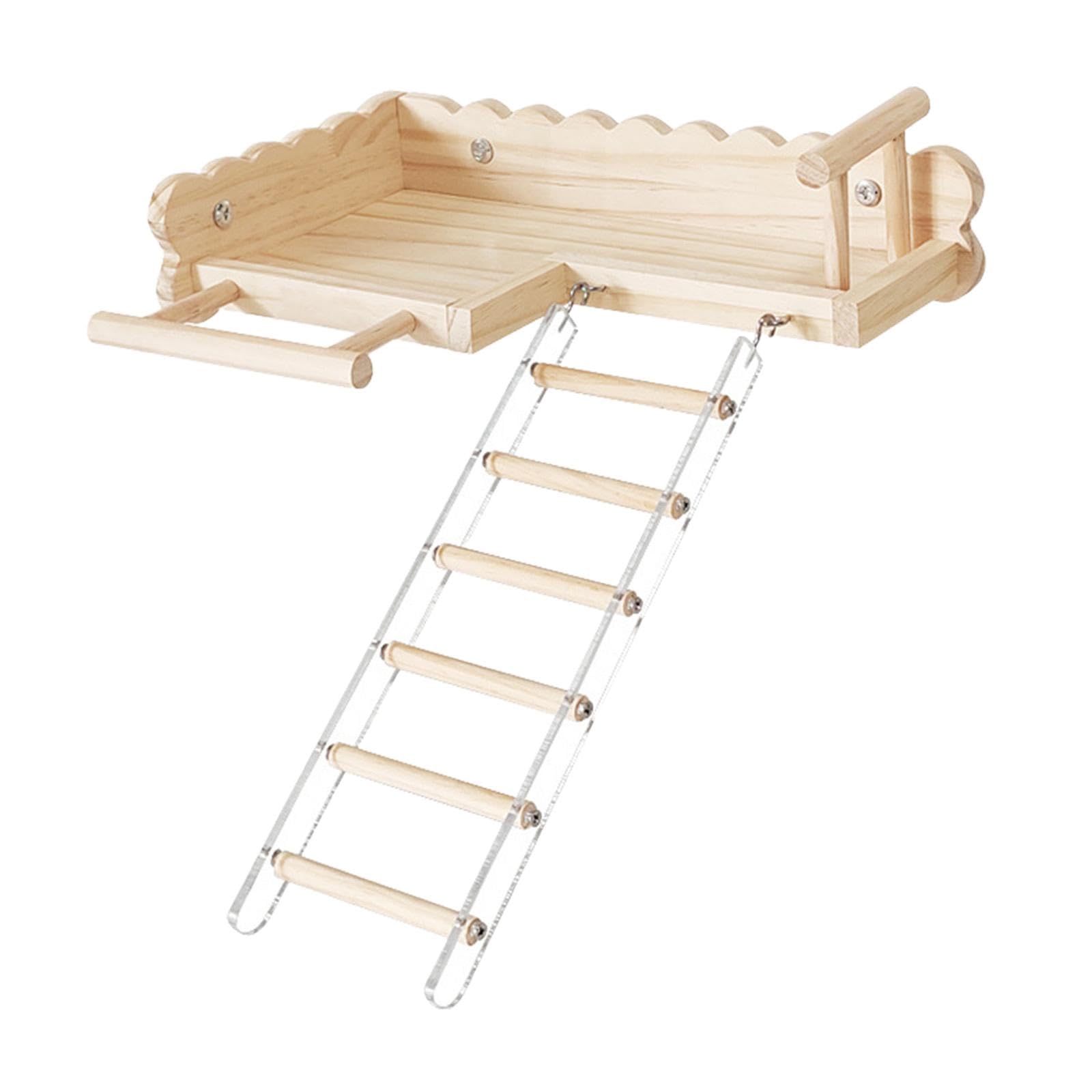 Baoblaze Vogelsitzplattform mit Leiter, Vogelkletterleiter aus Holz, Vogelkäfigständer, Spielzeug, Papageienständer für Wellensittiche, Sittiche,