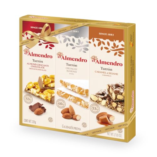 Turron Turrones From Spain, El Almendro Turrones De Chocolate Crocanti, Crunchy Almond Duro, Caramel & Sesame Holiday Variety Christmas Candy Brittle - image 1