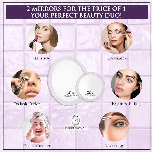Set de espejos para maquillaje 30X & 20X y 12X portátil miniatura 4