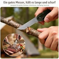 Aoreun Outdoor Bundeswehr Besteck, 2 Stück Edelstahl Campingbesteck Essbesteck Set, 6 in 1 Outdoor Campingbesteck Set mit Oxford Tasche, Multifunktions Camping Besteckset (Silber grün) – Ansicht 4