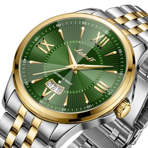 Image of Letoff Men's Analog Watch,Tool-Free Adjustable Clasp, Water Resistant 100ft, Roman Numeral Dial, Stainless Steel Case & Strap, Perfect for Business & Casual Wear