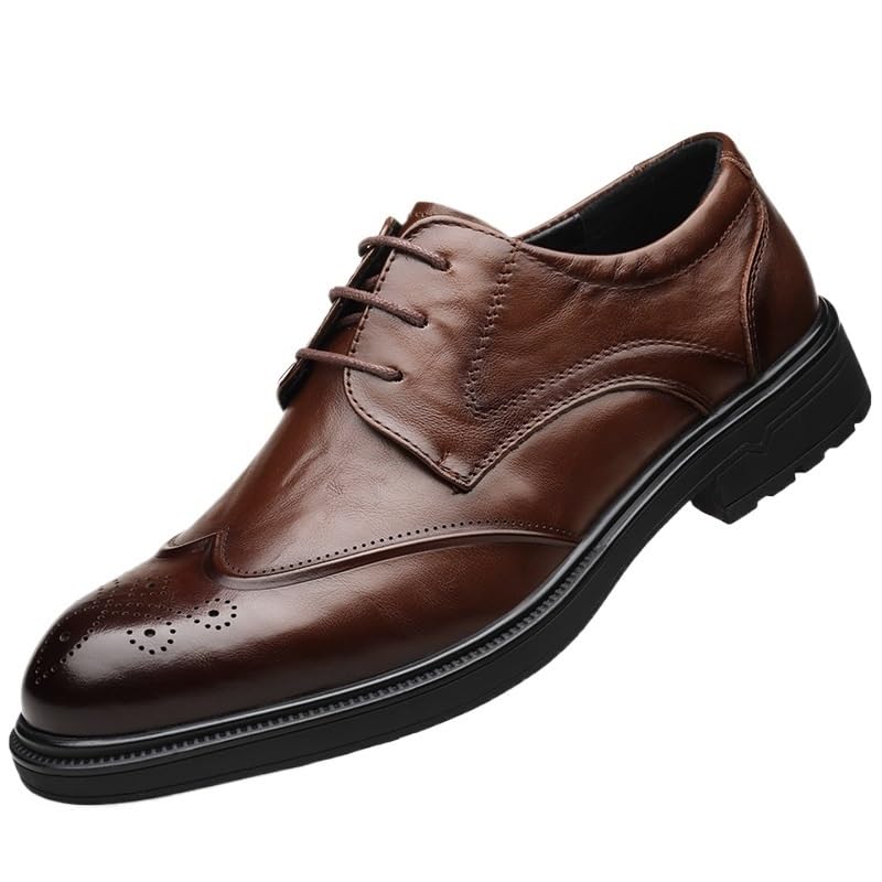 Oxfords Shoes Men's Classic Retro Casual Shoes Mens Casual Dress Shoes Leather Luxury Men's Patent Leather Formal Business Oxford Dress Shoes(Brown,9.5)