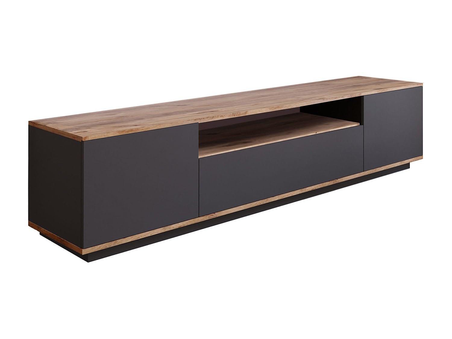 Vente-​unique Calicosy Meuble TV 3 Portes - L180 cm - en Panneaux de Particules - Disponible en 2 Coloris - Meuble Gain de Place - pour Salon - L180 x l44,​5 x H44,​6 cm