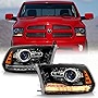 ACANII - For [Projector Style Model] 2013-2018 Dodge Ram 1500 2500 3500 Black Headlights Headlamps Assembly Left+Right