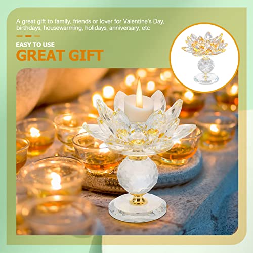 Cabilock Lotus Candlestick Oil Lamp Holder Indoor Candle Support Crystal Candle Holder Candle Holder for Dining Room Wedding Candleholder Party Candlestick Crystal Candle Container