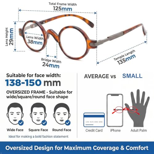 Image of Eyekepper Reading Glasses for Men, Large Round Readers Women Oval | Mens Womens Cheaters, Reader Eyeglasses, All-Day Comfort Spring Hinges, Scratch Resistant for Work /Crafts
