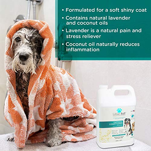 Lillian Ruff Dog Oatmeal Conditioner - Safe for Cats - Lavender Coconut Scent for Itchy Dry Skin with Aloe - Soothe Skin Irritation and Relieve itching - Thumbnail 4