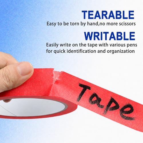 Image of 2 Pack Red Painters Tape - Red Masking Tape 1 Inch Wide - Multi-Surface, Smart Adhesion, Indoor & Outdoor - Paint Tape for DIY, Labeling, Art, Car, General Purpose - 180FT Total