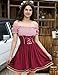KOJOOIN Women German Dirndl Dress Traditional Bavarian Off Shoulder Velvet 1 Piece Oktoberfest Costumes Burgundy M