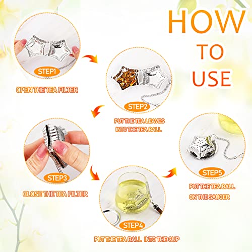 8 Pieces Tea Infuser Loose Leaf Tea Strainer Stainless Steel Ball Mesh Tea Strainer With Chain Crystal Pendants And Drip Trays Tea Infuser Tea Metal Ball For Loose Tea Leaves Spices (Classic Style) #TOP3