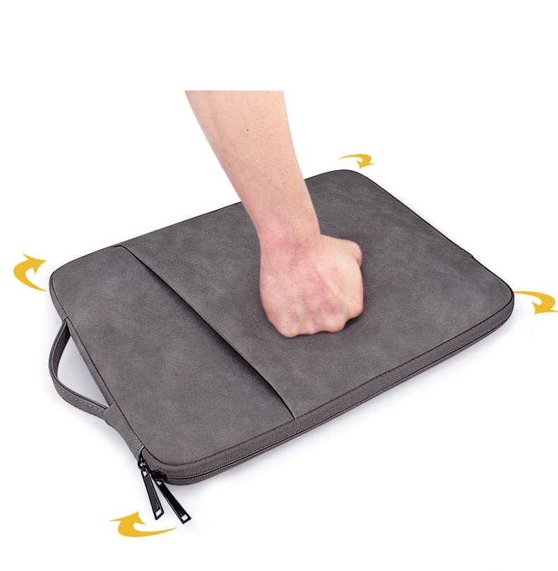 Image of Red Lemon PU Leather Lightweight Zipper Bag For 15.4 inch Laptops (Grey)