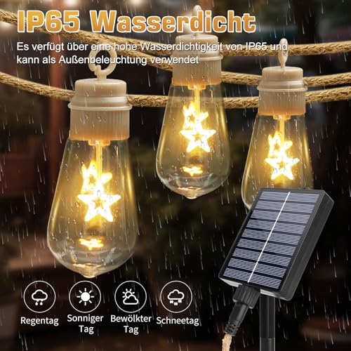 Coomoors Guirnalda Luces Exterio, 10 LED 8 Modos Guirnalda Luces Solares con Función de Memoria, IP65 Impermeable 5M Cadena de Luz Solar para Jardín, Patio, Navidad, Fiesta (Blanco Cálido) - imagen 2