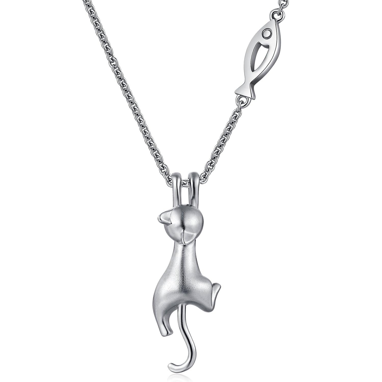 925 Sterling Silver Dog/Cat Pendant Necklace CZ Necklaces for Animals Lovers/Women/Men