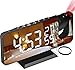 Reveil Projecteur avec Radio, Horloge Numérique, Radio Reveil USB avec Double Alarme et Écran Miroir LED de 7, Snooze, 4 Niveaux de Luminosité, 12/24h, 15 Volume, pour La Maison, Le Bureau