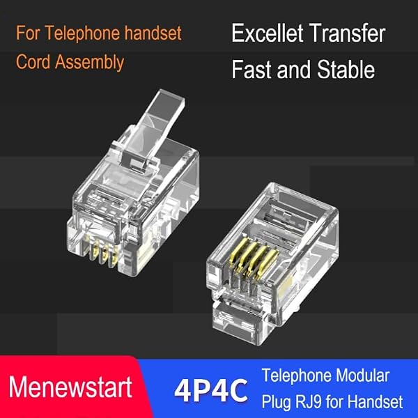 Menewstart 100Pack Telephone Modular Plug RJ9/RJ10/RJ22 4P4C Connector for Phone Line Cord, Compatible with Both Solid and Strandard Wire, for Assembly of Telephone handset Cords - 1