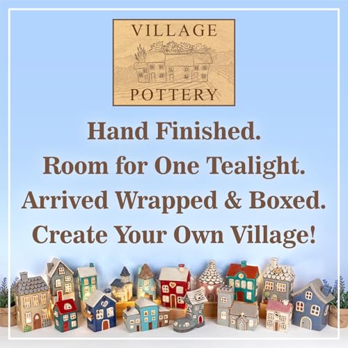 Miniatura 2 de Shudehill Giftware Village Pottery - Portavelas De Cerámica Con Diseño De Casa Floral En Colores Pastel Corazón Verde Azulado