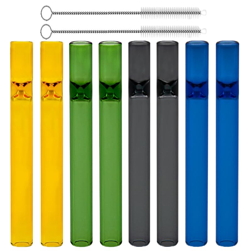 CACUINA 8 Pcs Borosilicate Glass Tube 12mm OD 2mm Thick Glass Blowing Tubes with Cleaning Brush Different Color