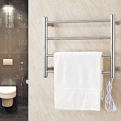 CLRAWSHB Toallero eléctrico - Calentador de Toallas eléctrico, Montaje en Pared 4 Acero Inoxidable Cepillado Curvo Eficiencia energética 58 W en toallero térmico para baño