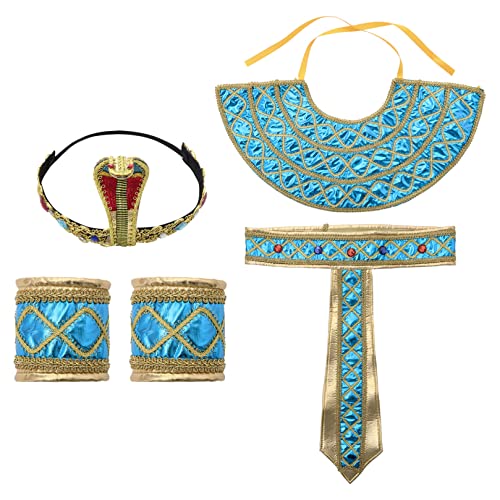 ranrann Accessoires de Costume Égyptien Pharaon Cléopâtre Cosplay Costume Coiffe Sceptre Serpent Faux Col Bras Manches et Ceinture Ensemble pour Jeu de Rôle Performance Type I Taille Unique