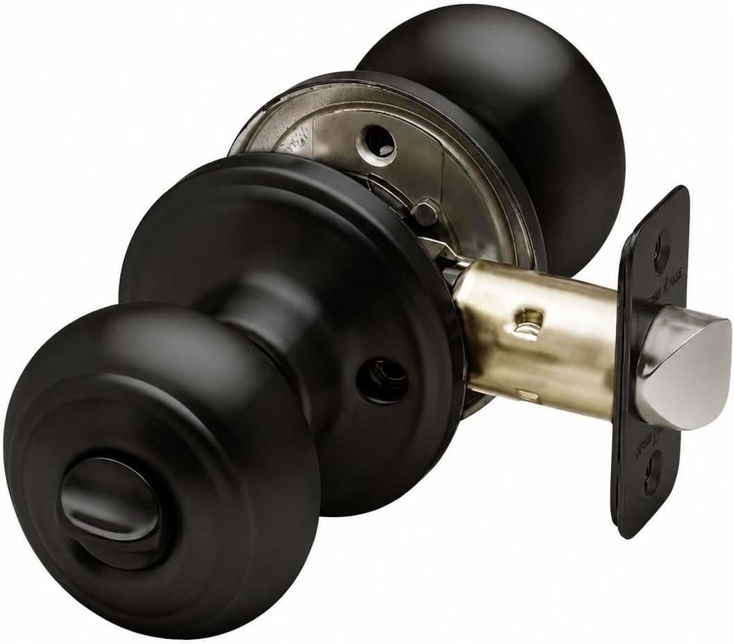 Copper Creek CK2030BC Colonial Door Knob, Privacy Function, 1 Pack, in Black