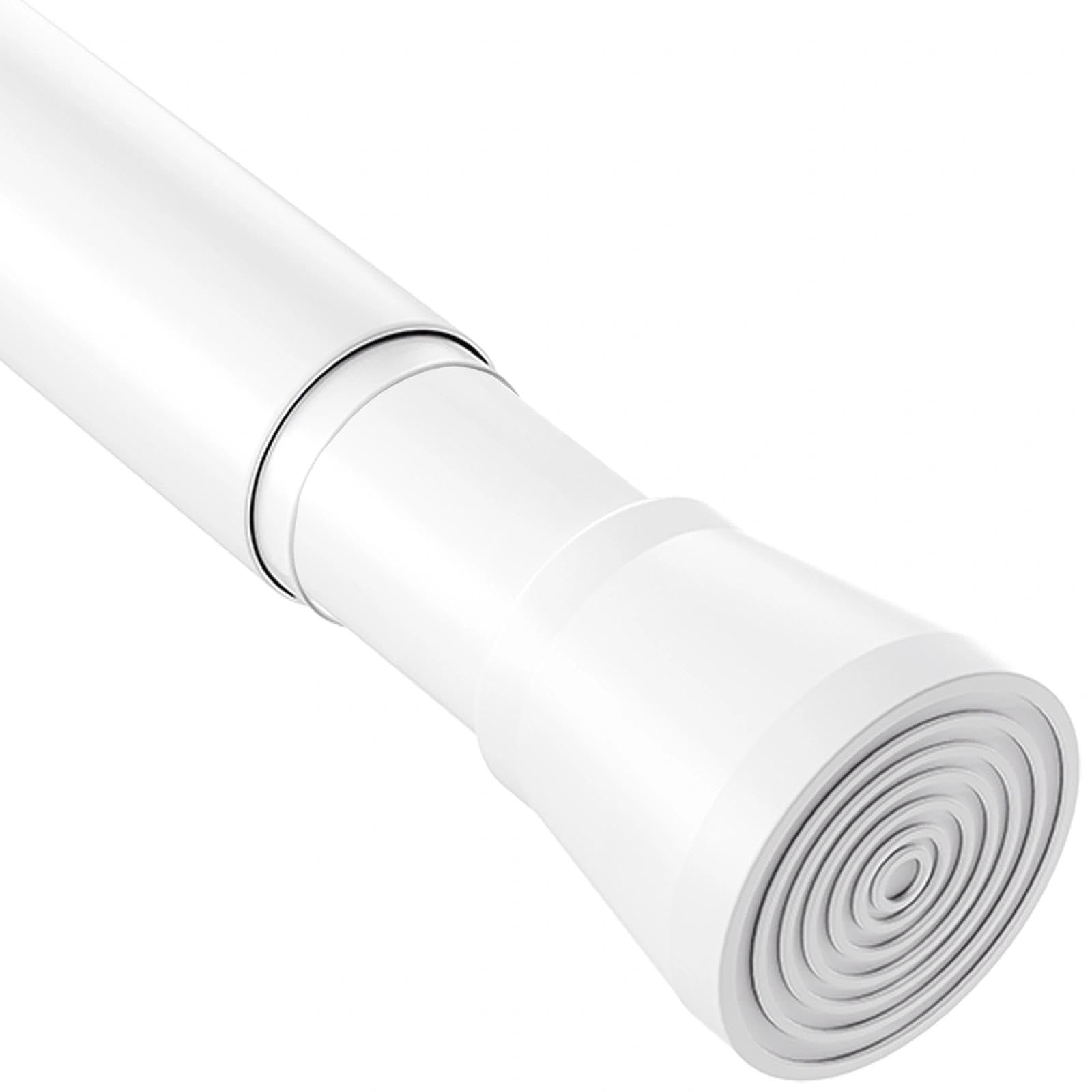 Rod&Trikin White Tension Rod Shower Curtain Pole No Drilling Spring Loaded Tension Rods Adjustable Curtain Pole Extendable Wardrobe Pole For Clothes 83-190Cm