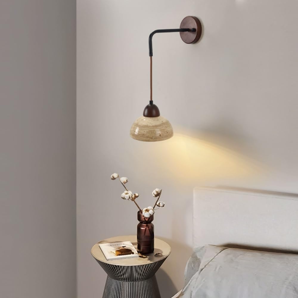 Industrial Style Wall Light, G9 Source Yellow Travertine Lamp, Single Head Minimalist Sconce, Dining Room Bedroom Living Mounted Lighting Fixtures