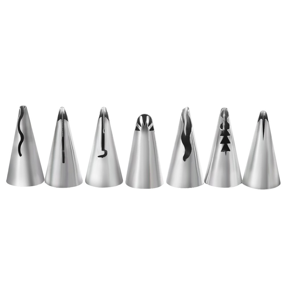 Cake Icing Nozzles,7Pcs Stainless Steel DIY Pastry Fondant Decorating Tips Baking Tool