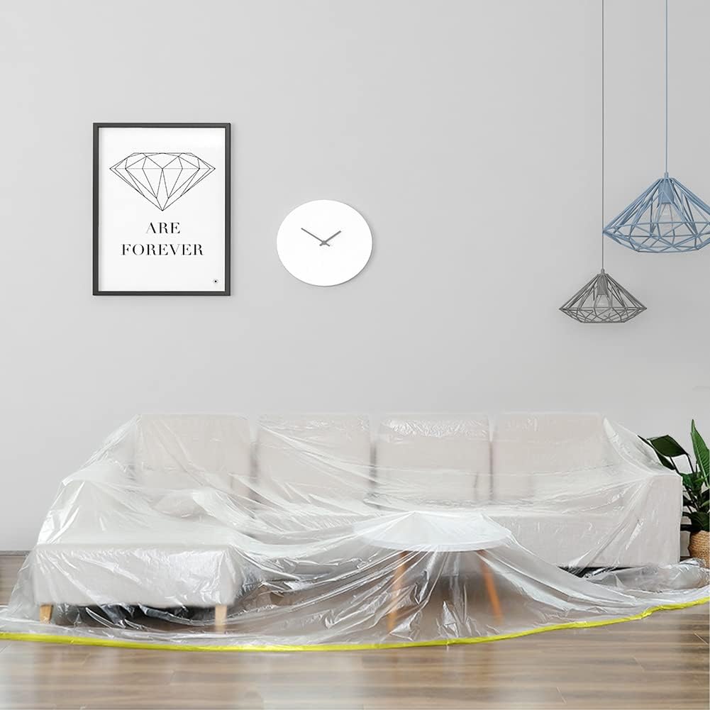 HFCOONY 1 Pack Plastic Sofa Cover l shape,Corner Sofa Cover Waterproof,146"/12ft Plastic Dust Sheets Protector Sofa Slipcovers for Furniture Bed Couch Moving Storage.Sofa Storage Bag