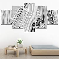 SIGNWIN 5 Panel Canvas Wall Art Modern Art Abstract Brushstroke Contemporary Edgy Mixed Media Multicolor for Home Decorations Ready to Hang - 60