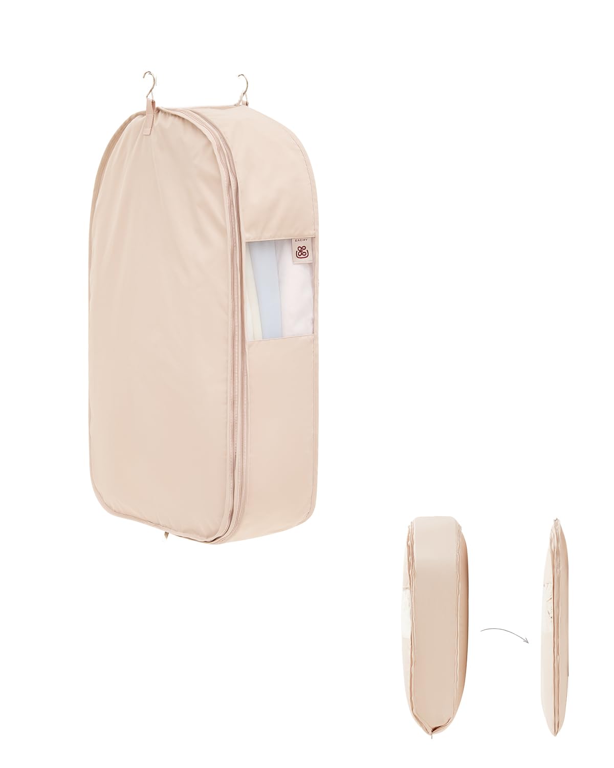 EACHY Garment Bag for Hanging Clothes Space Saving Dustproof Clothes Cover with Self-Compression Zipper Visible Closet Organizer for