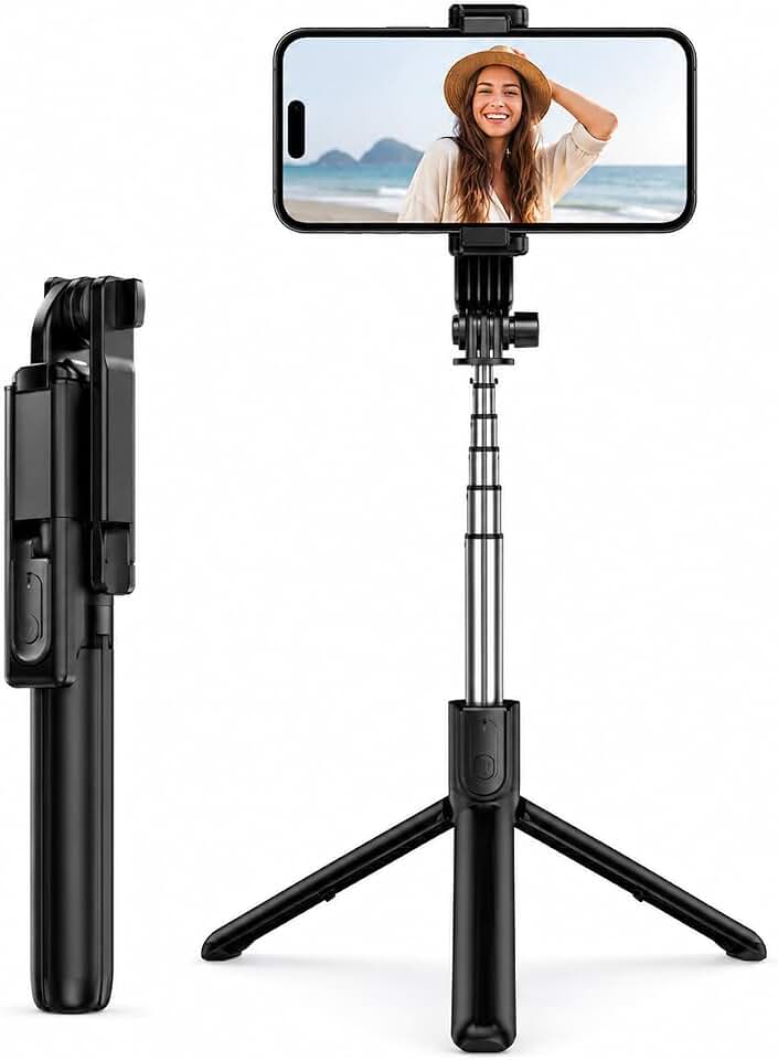 Bastão Selfie Tripé 3 em 1 com Controle Bluetooth Sem Fio | Suporte para Celular com Rotação 360° | Portátil, Retrátil e Dobrável | Para Selfies, TikTok, Lives, Fotos e Vídeos