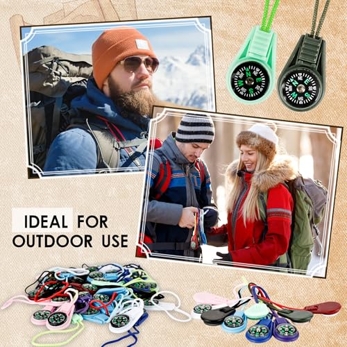 54 piezas mini brújula de supervivencia en lote, brújula pequeña de bolsillo para camping, senderismo, pulsera para niños, colores surtidos miniatura 6