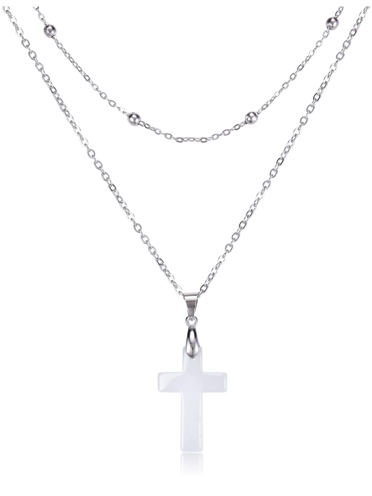 JSDDE Damen Kreuz Kette Edelstein Kreuz Anhänger Halskette Mehrschichtige Halsketten Schmuck für Frauen Mädchen Freundin Mama