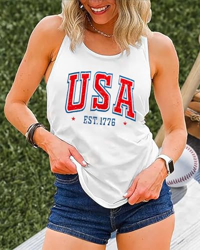 4th of July Tank Top Women Spilling The Tea Since 1773 Patriotic Sleeveless Shirt American History Vest Top4