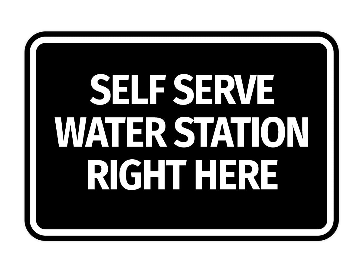 Signs ByLITA Classic Framed Self Serve Water Station Right Here Sign (Black) - Large