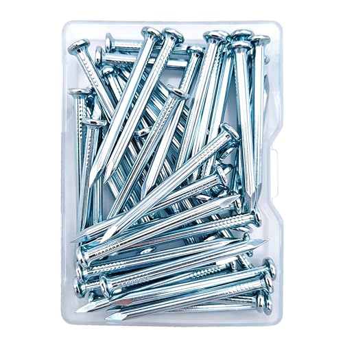 Image of 40pcs 1-1 /2 inch Wall Nails,Galvanized Hardware Nails,Good Hardness Masonry Nails for Hanging Pictures,White Zinc Plated Concrete Nails